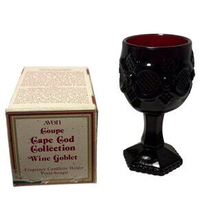 Avon Cape Cod Collection Wine Goblet Water Glass Red 4.5" Tall